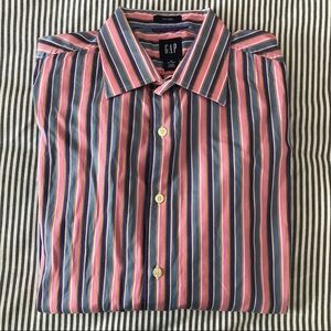 Men’s Striped Vintage Gap Long Sleeve Dress Shirt - M